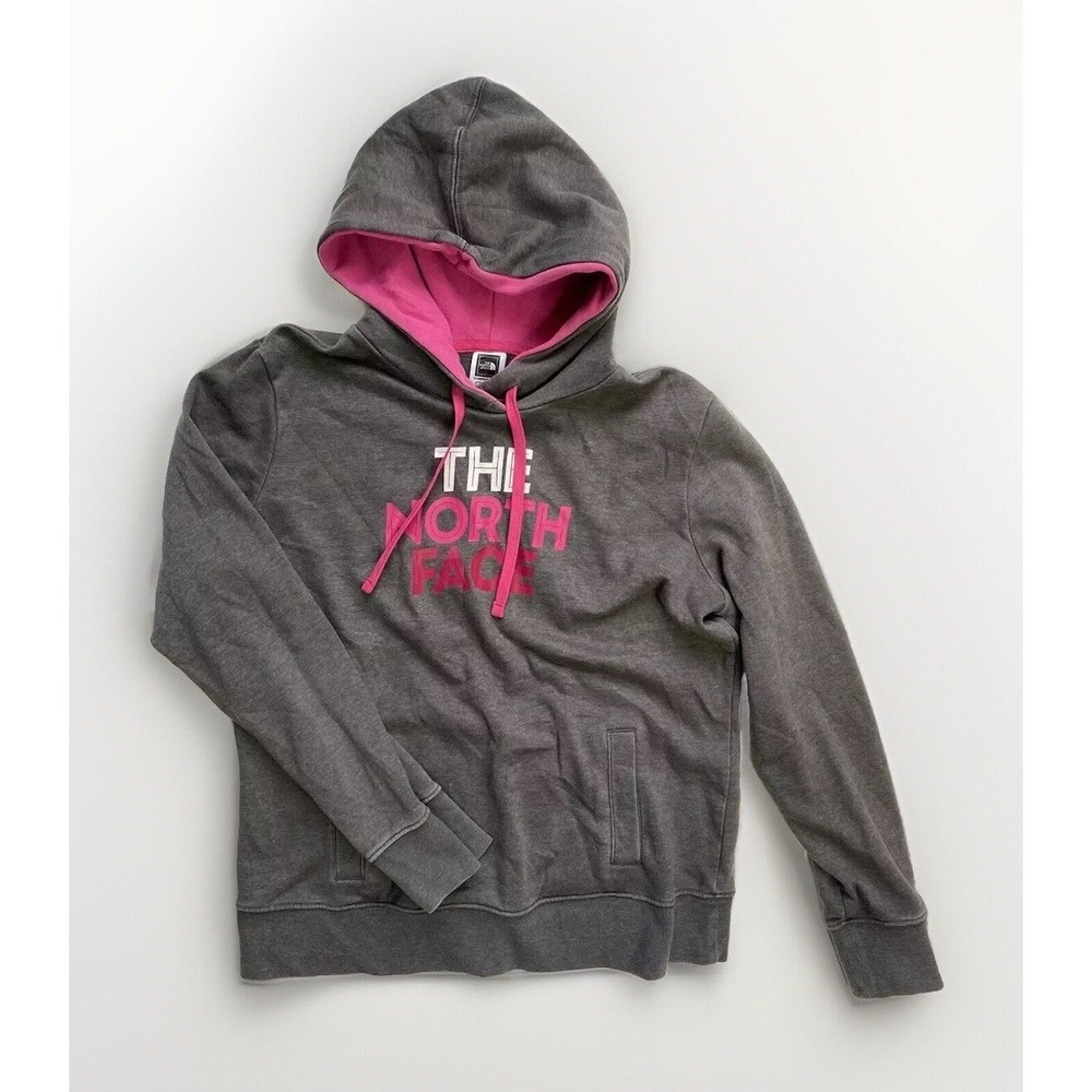 The North Face Pullover Hoodie Gray Pink Logo / Women’s Size Large